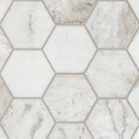 MSI Arabescato Venato White 5" Hexagon Honed Tile