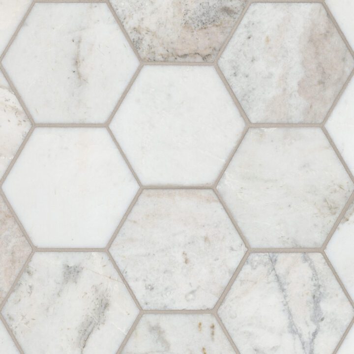 MSI Arabescato Venato White 5" Hexagon Honed Tile