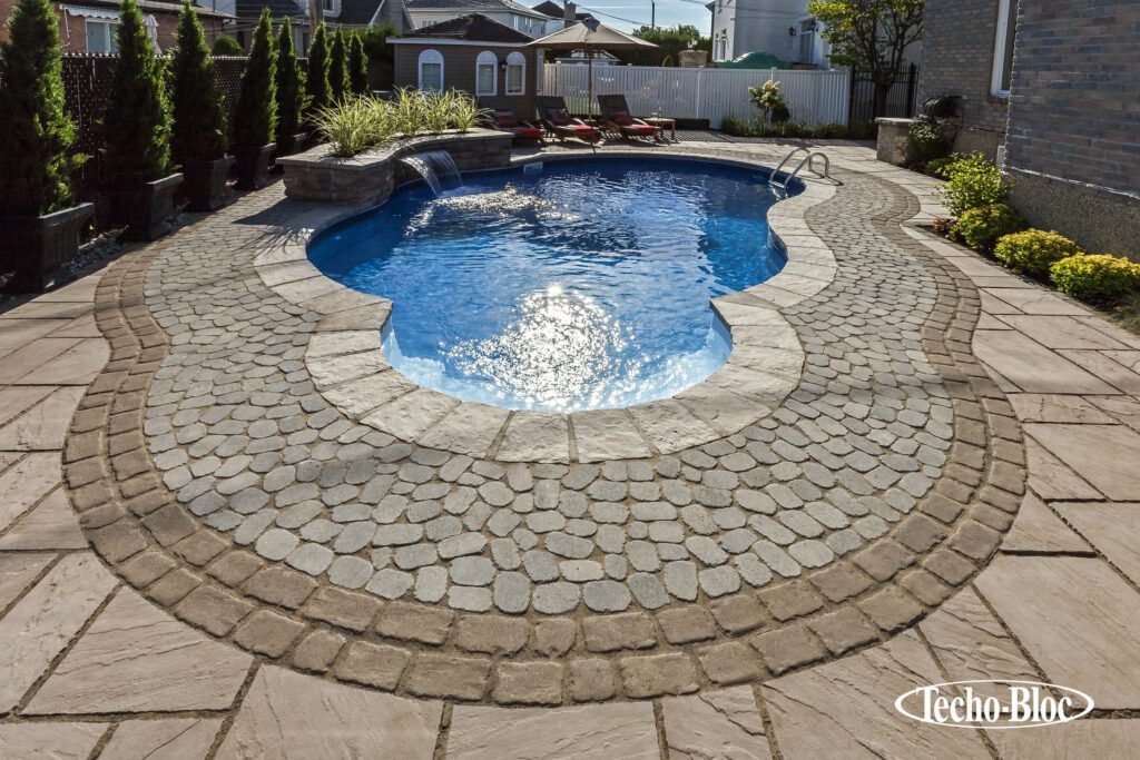 Plunge pool on a paver pool patio